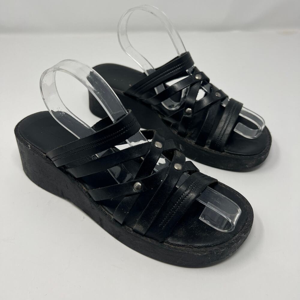 Montego Bay Club Y2K Vintage Leather Strappy Platform Sandals Size 6.5 - Picture 2 of 11